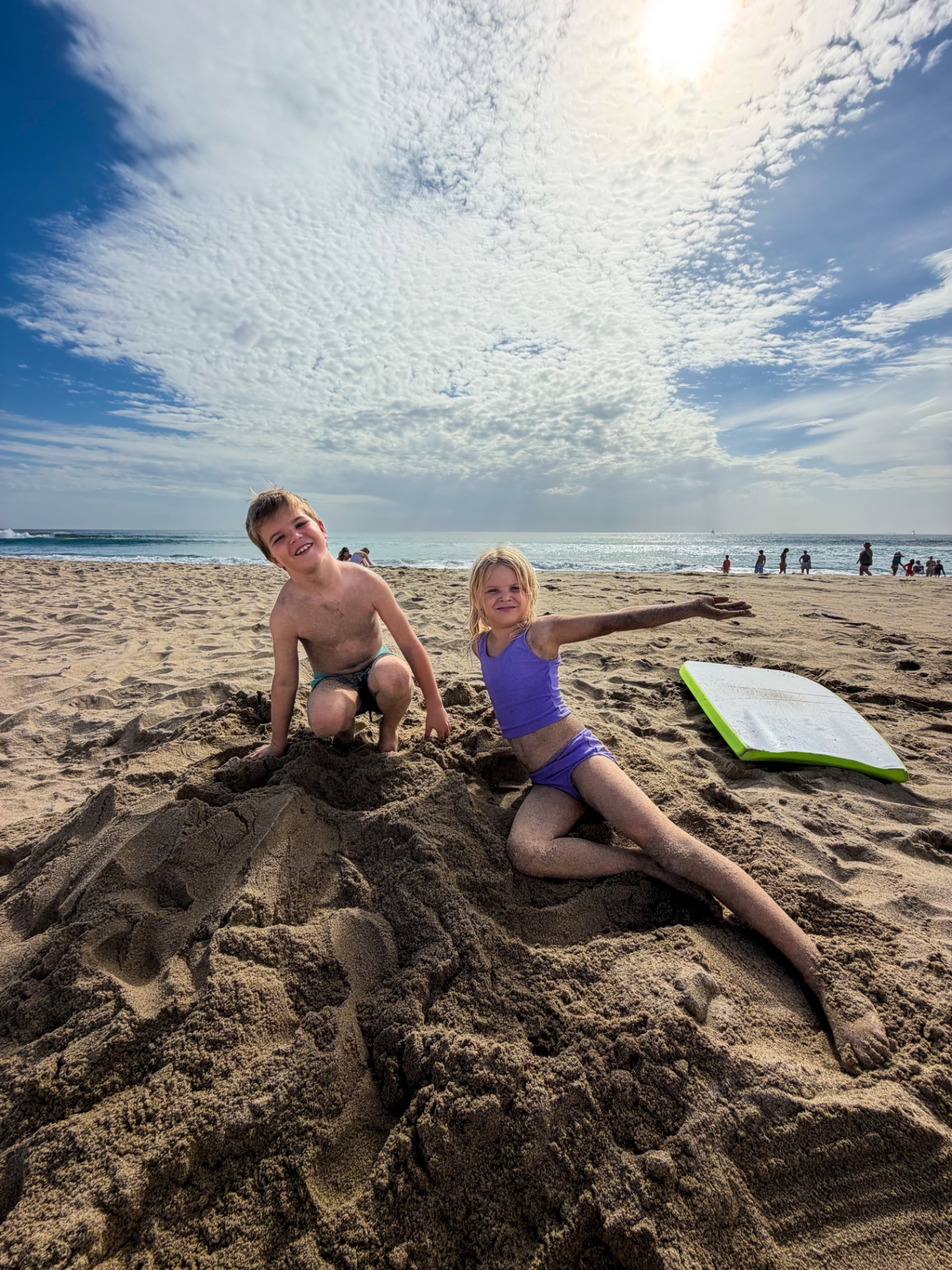 My kids playing in the sand on Huntington Beach